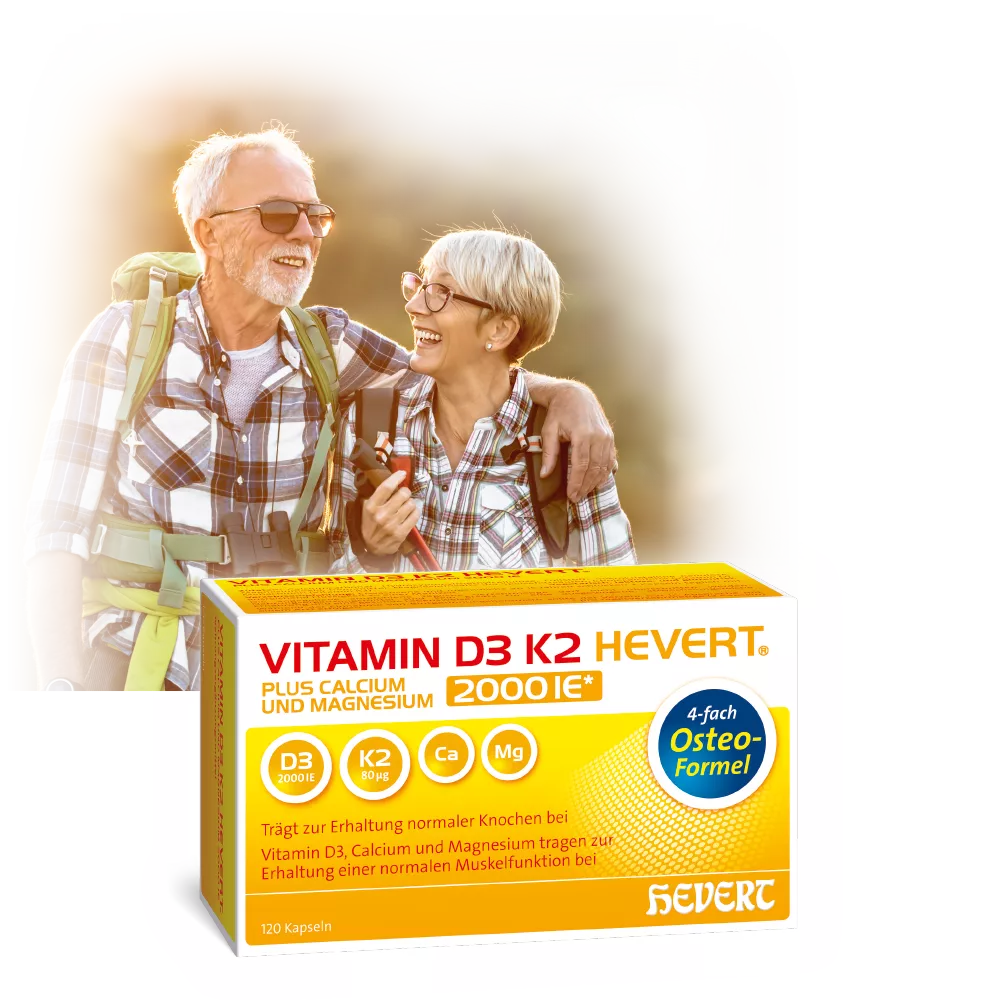 Vitamin D3 K2 Hevert + Calcium Und Magnesium 2000 IE - 120 Kapseln