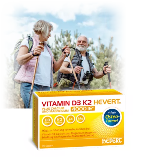 Vitamin D3 K2 Hevert plus Calcium und Magnesium 4000 IE 120 Kapseln
